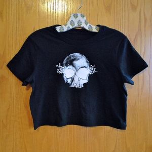 Skeleton Cropped T-Shirt, Size Medium